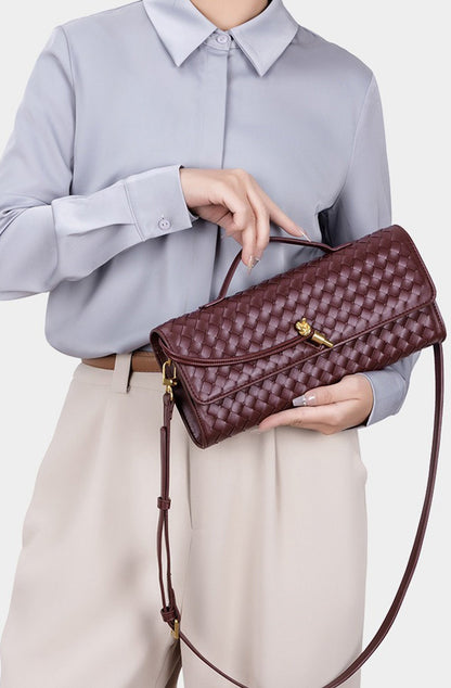 Woven Baguette Shoulder Bag Crossbody Bag