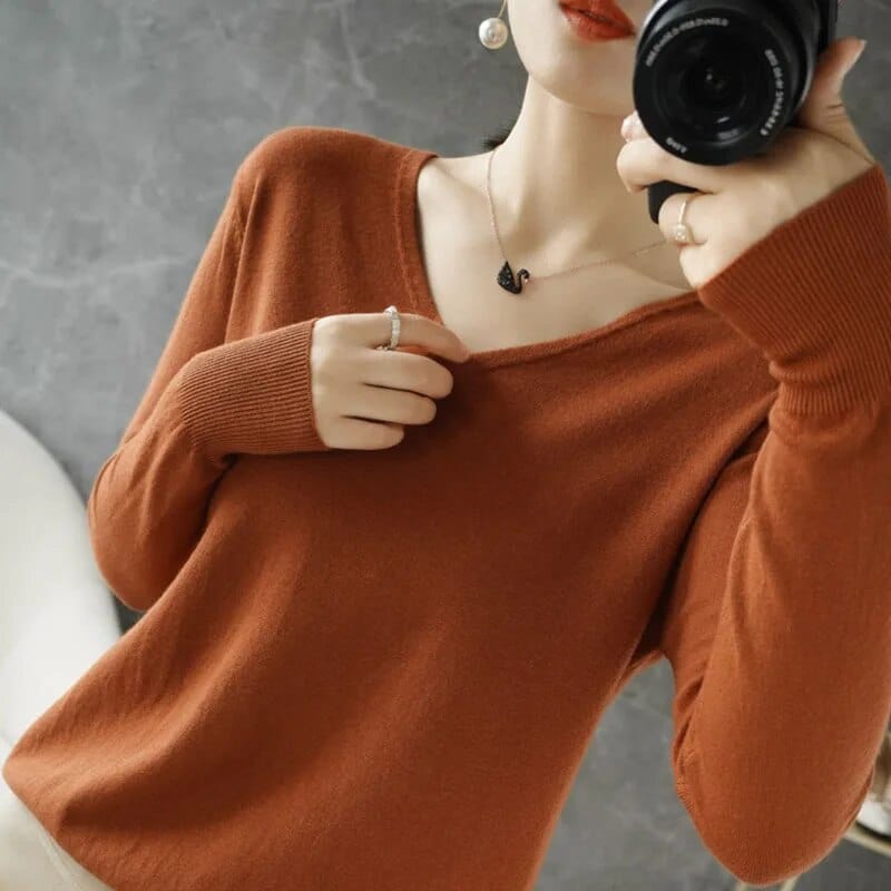 Pandora - Suéter de cuello en V - Casual - Estilo atemporal - Ideal para el invierno