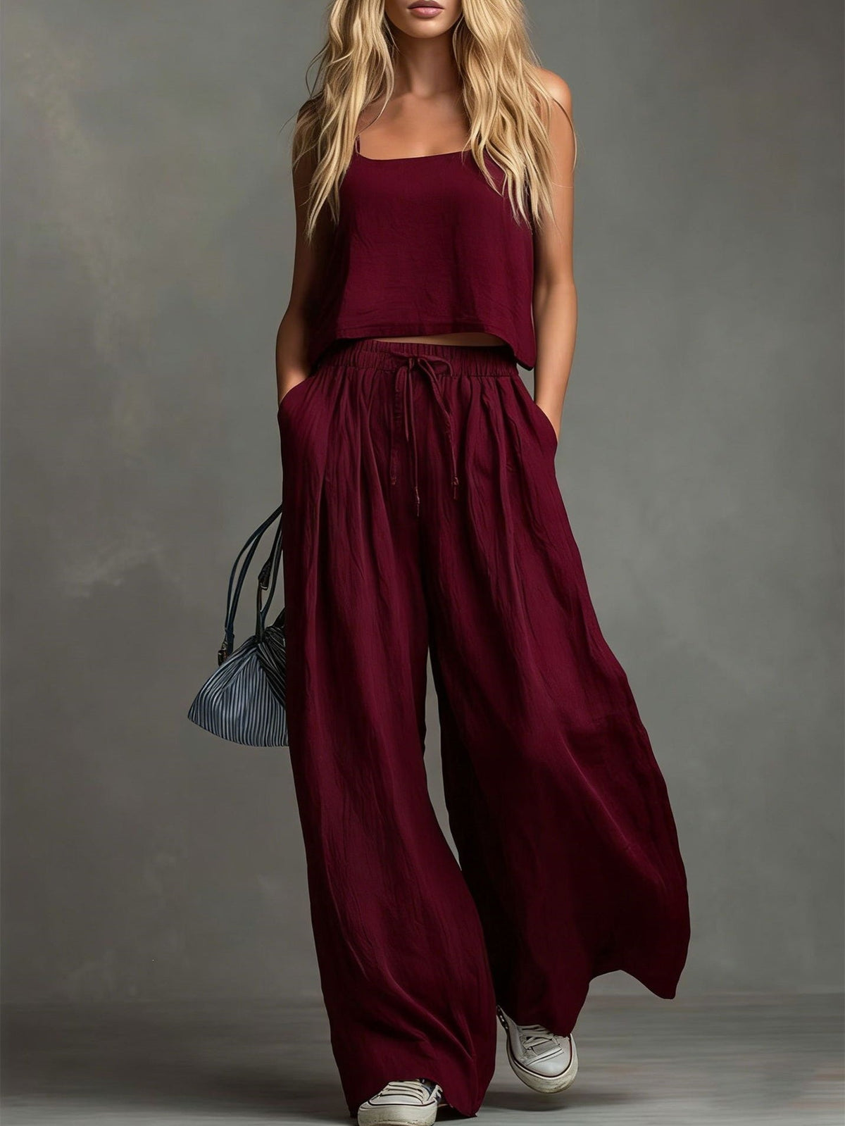 Women's Patchwork Solid Color Two-piece Set
