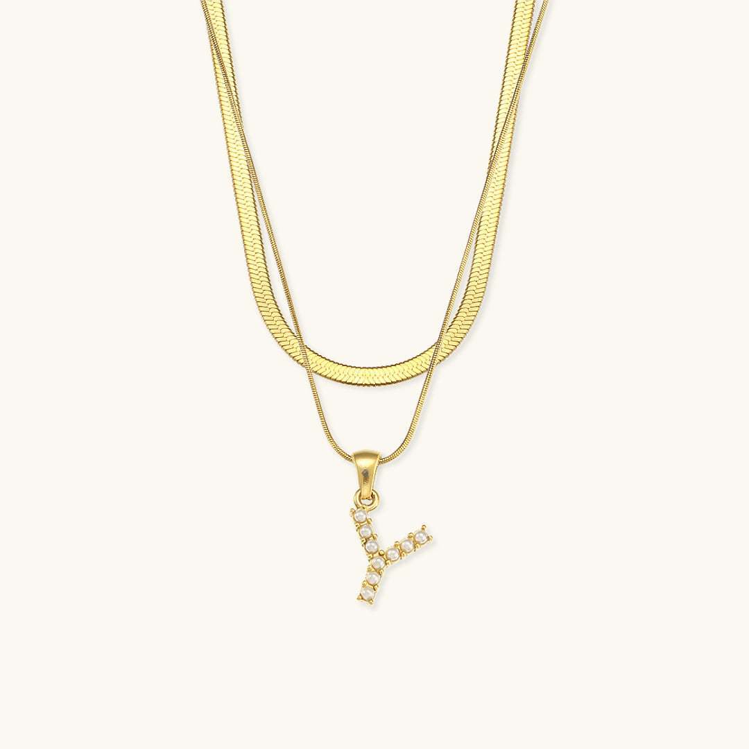 Opal Charm - LayeRed Gold Initial Necklace