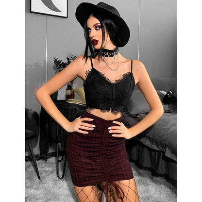 Mysterious Dark Lace V-neck Top