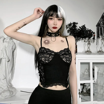 Mall Gothic Sexy Lace Suspender Top