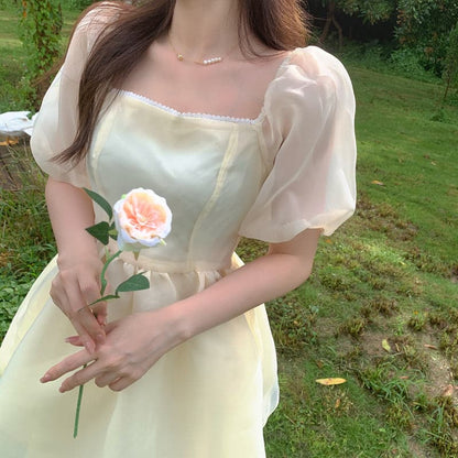 DressBetty - Yellow Elegant Princess Dress