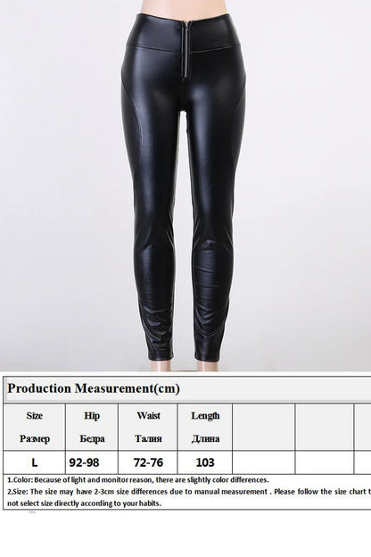 High Waist PU Leather Pencil  Push Up Bubble Butt Zipper Bottom