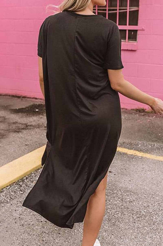 Loose O Neck Lips Dress