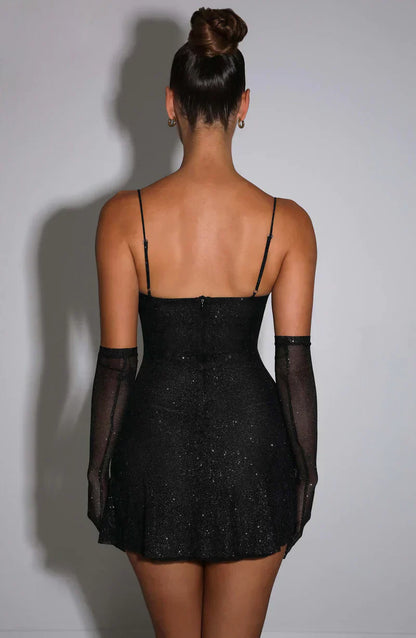 Soraya - Sparkly Mini Dress with Gloves