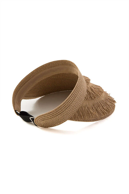 Zoe Fringe Brim Straw Visor Hat