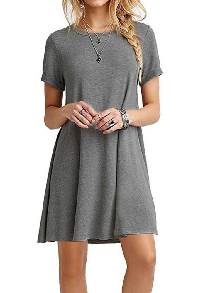 A-Line Casual Short Sleeve T-Shirt Dress for Women