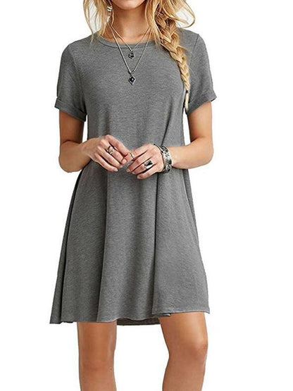 A-Line Casual Short Sleeve T-Shirt Dress for Women