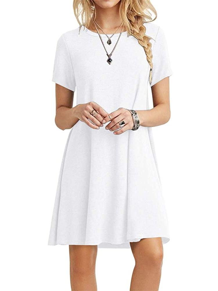 A-Line Casual Short Sleeve T-Shirt Dress for Women