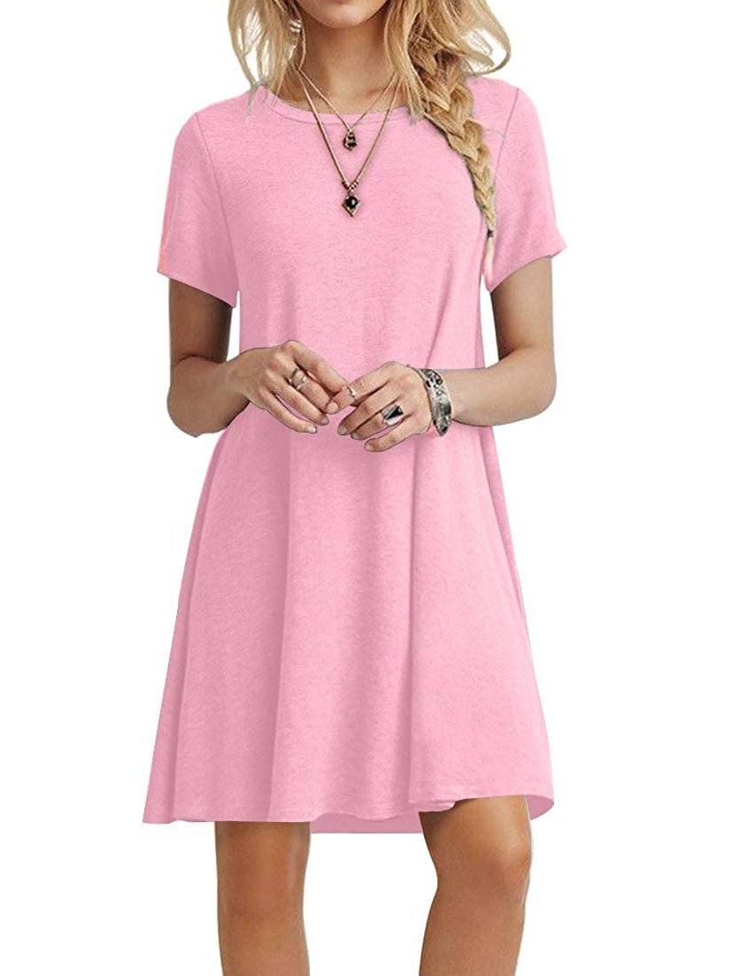A-Line Casual Short Sleeve T-Shirt Dress for Women