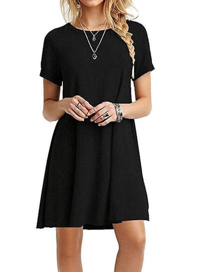 A-Line Casual Short Sleeve T-Shirt Dress for Women