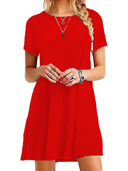 A-Line Casual Short Sleeve T-Shirt Dress for Women