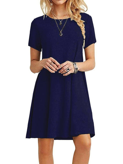 A-Line Casual Short Sleeve T-Shirt Dress for Women