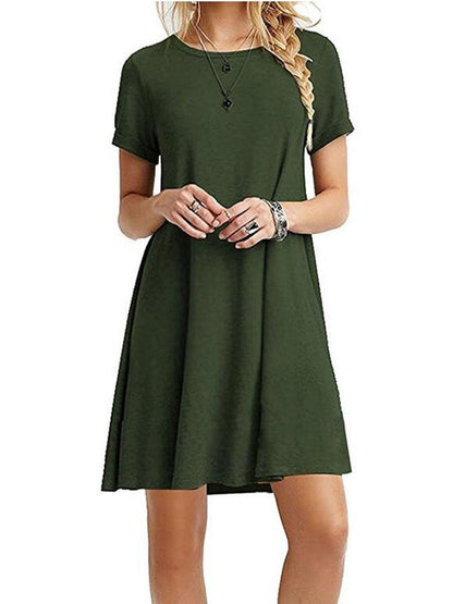 A-Line Casual Short Sleeve T-Shirt Dress for Women