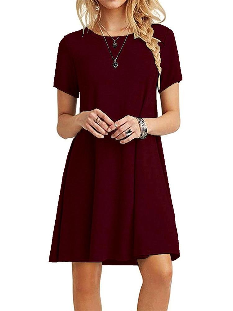 A-Line Casual Short Sleeve T-Shirt Dress for Women