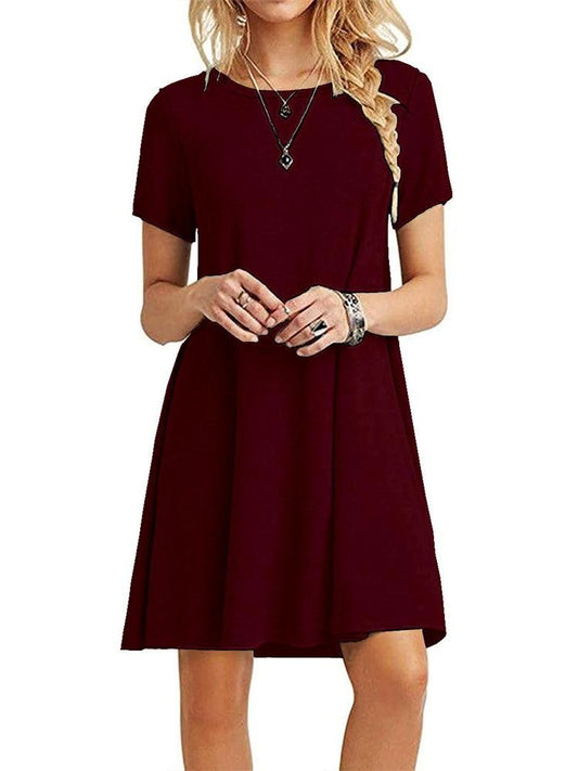 A-Line Casual Short Sleeve T-Shirt Dress for Women