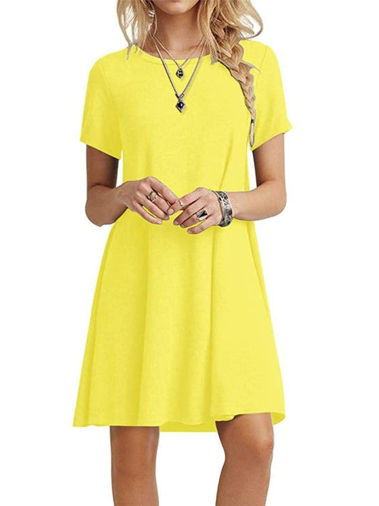 A-Line Casual Short Sleeve T-Shirt Dress for Women