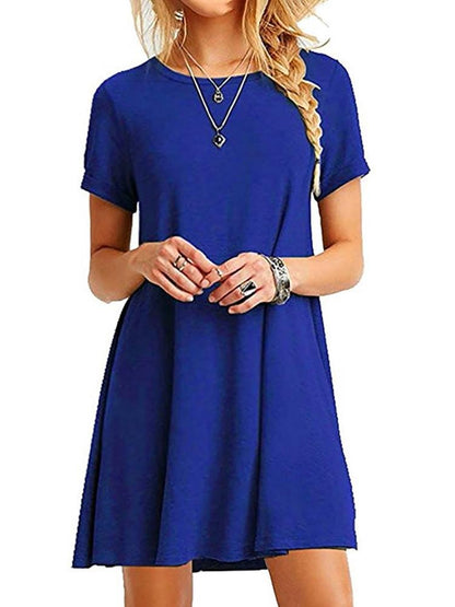 A-Line Casual Short Sleeve T-Shirt Dress for Women