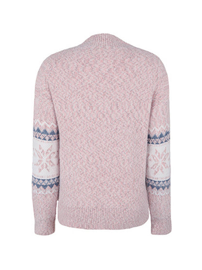 Snowflake Jacquard Mock Neck Sweater