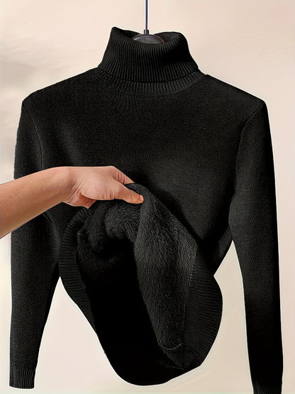 Suéter ajustado con forro polar grueso y fácil de usar para mujer | Ideal para otoño/invierno