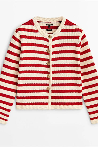 Striped Slim Fit Knit Cardigan