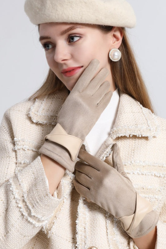 Fleece Lined Suede Winter Touchscreen Gloves