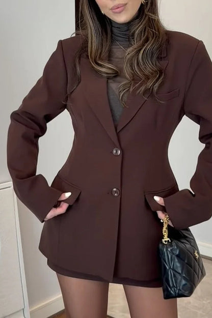 Elegant Chic Shrug Pocket Blazer