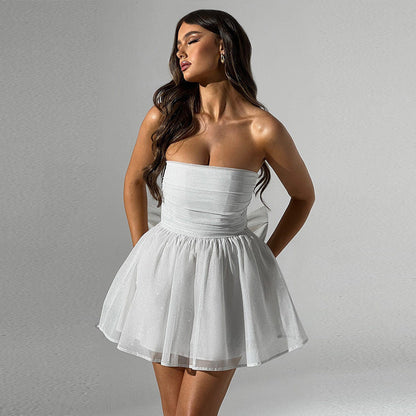 Minivestido informal brillante para mujer con lazos en la parte trasera | Ideal para primavera/verano