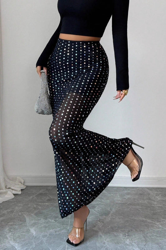 High-Waist Mesh Bodycon Skirt