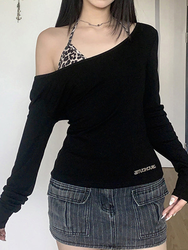 Leopard Print V Neck Long Sleeve Tee