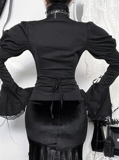 Vintage Dark Aesthetic Fitted Blouse