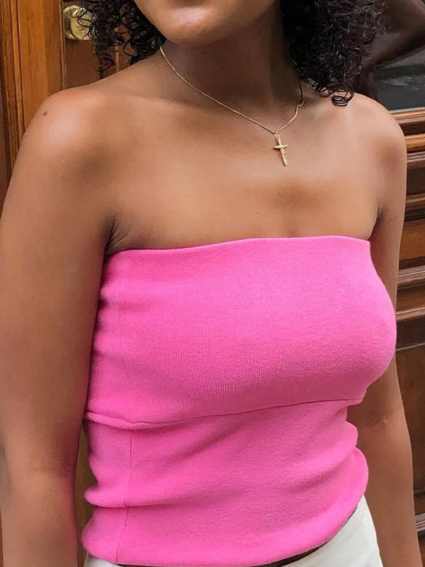 Solid Color Slim Bandeau Top