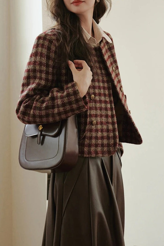 Vintage Plaid Single Breasted Jacket