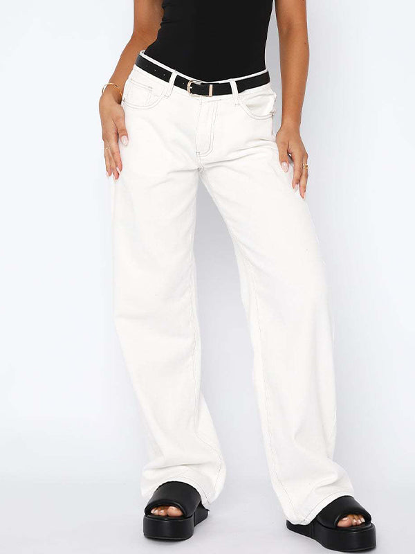 Versatile Simple Midriff Boyfriend Jeans