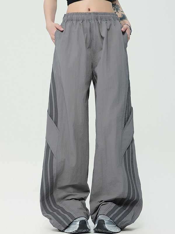 Stripe Print Wide Leg Pants