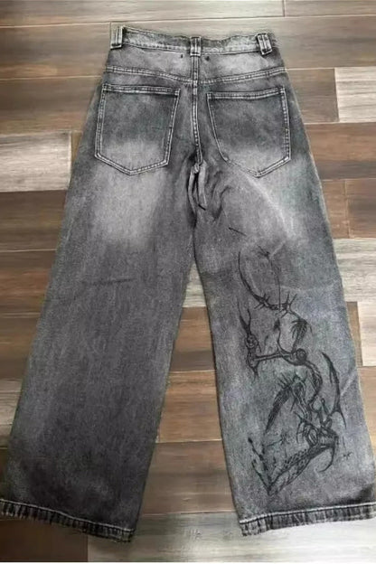 Dark Punk Fashion Loose Fit Pants