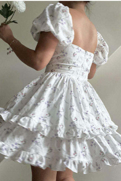 Floral Ruched Waist Mini Dress