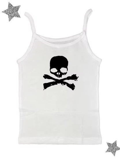 Skull Print Gothic Slim Bandeau Crop Top