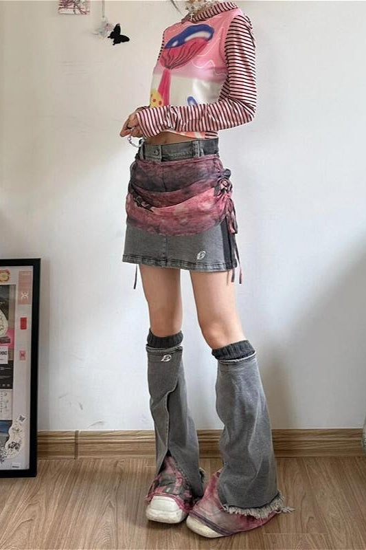 Y2K Sweet Denim Midi Skirt