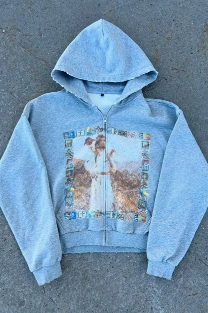 Hip-Hop Retro Printed Hoodie