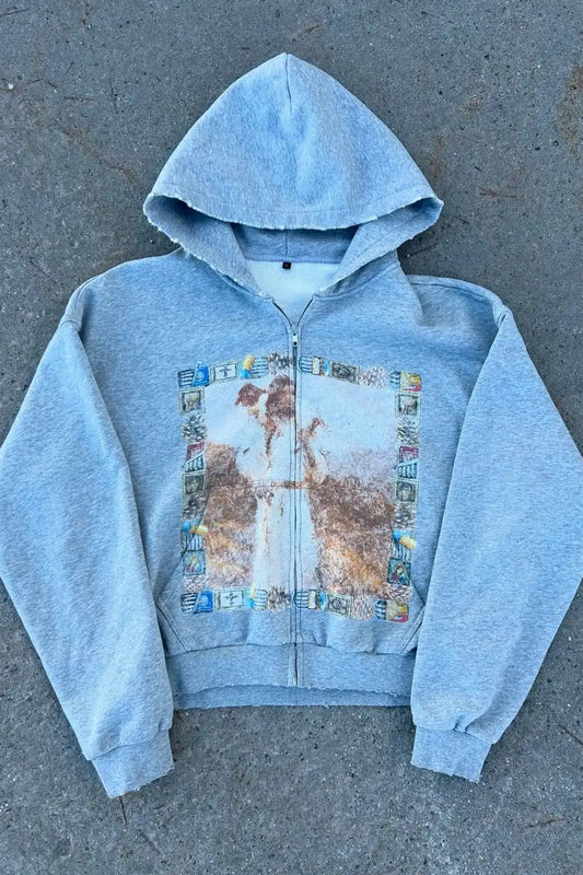 Hip-Hop Retro Printed Hoodie