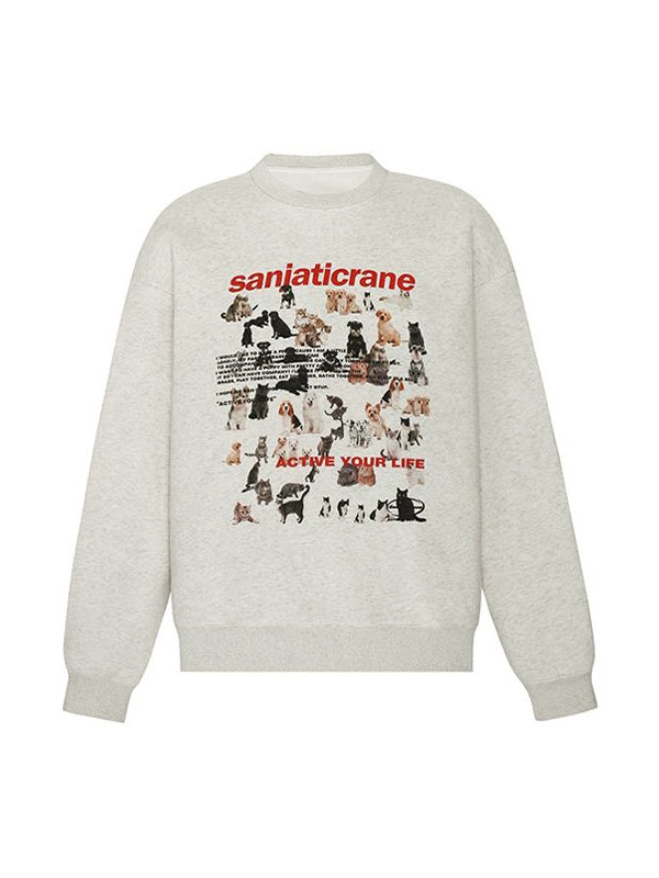 Puppy Cat Print Loose Sweatshirt