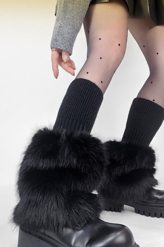 Chunky Ribbed Faux Fur Leg Warmers