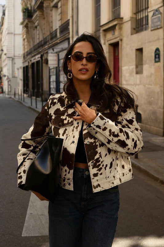 Color Block Printed Wool Jacket