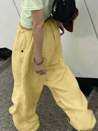 Vintage Pleated Drawstring Cargo Pants