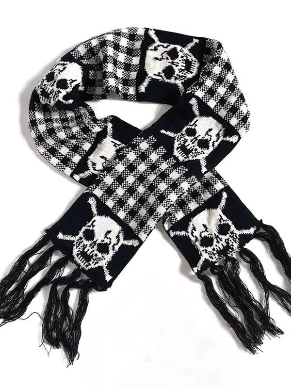 Punk Y2K Skull Thick Knit Scarf