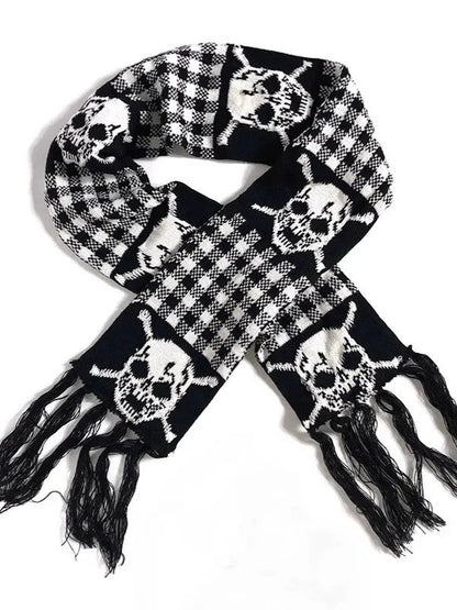 Punk Y2K Skull Thick Knit Scarf