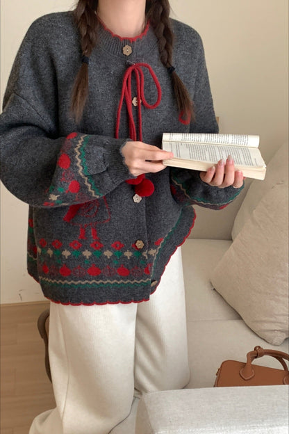 Pompom Oversized Cardigan