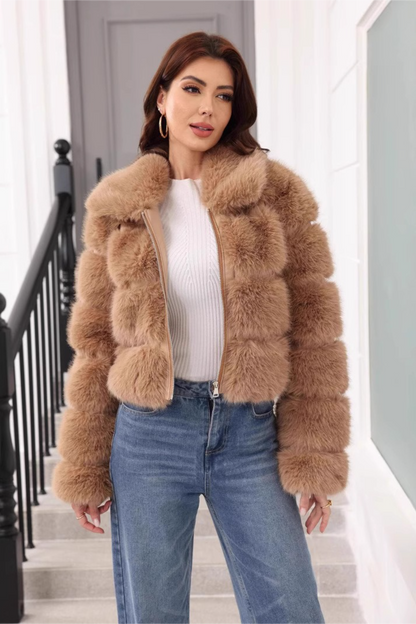 Elegant Short Faux Fur Classic Coat